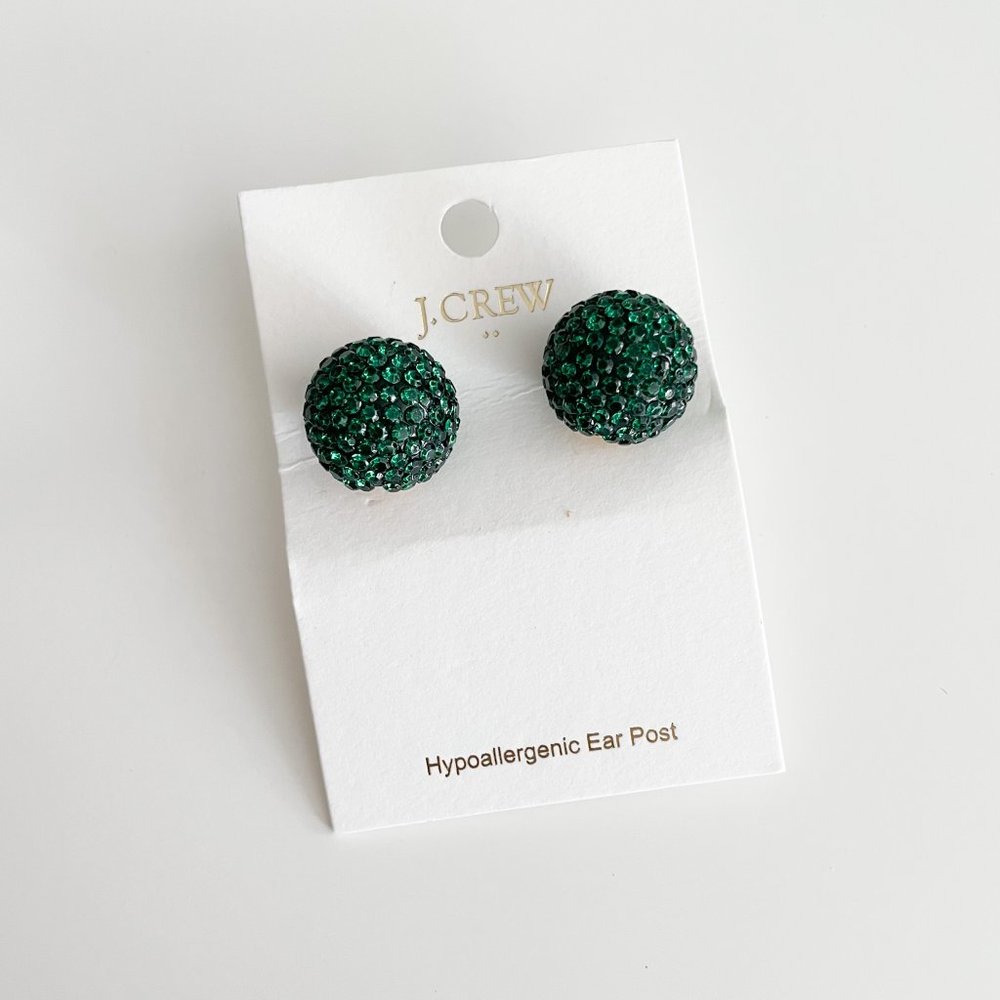J. Crew Crystal Ball Earrings (Green) - Picture 3 of 3